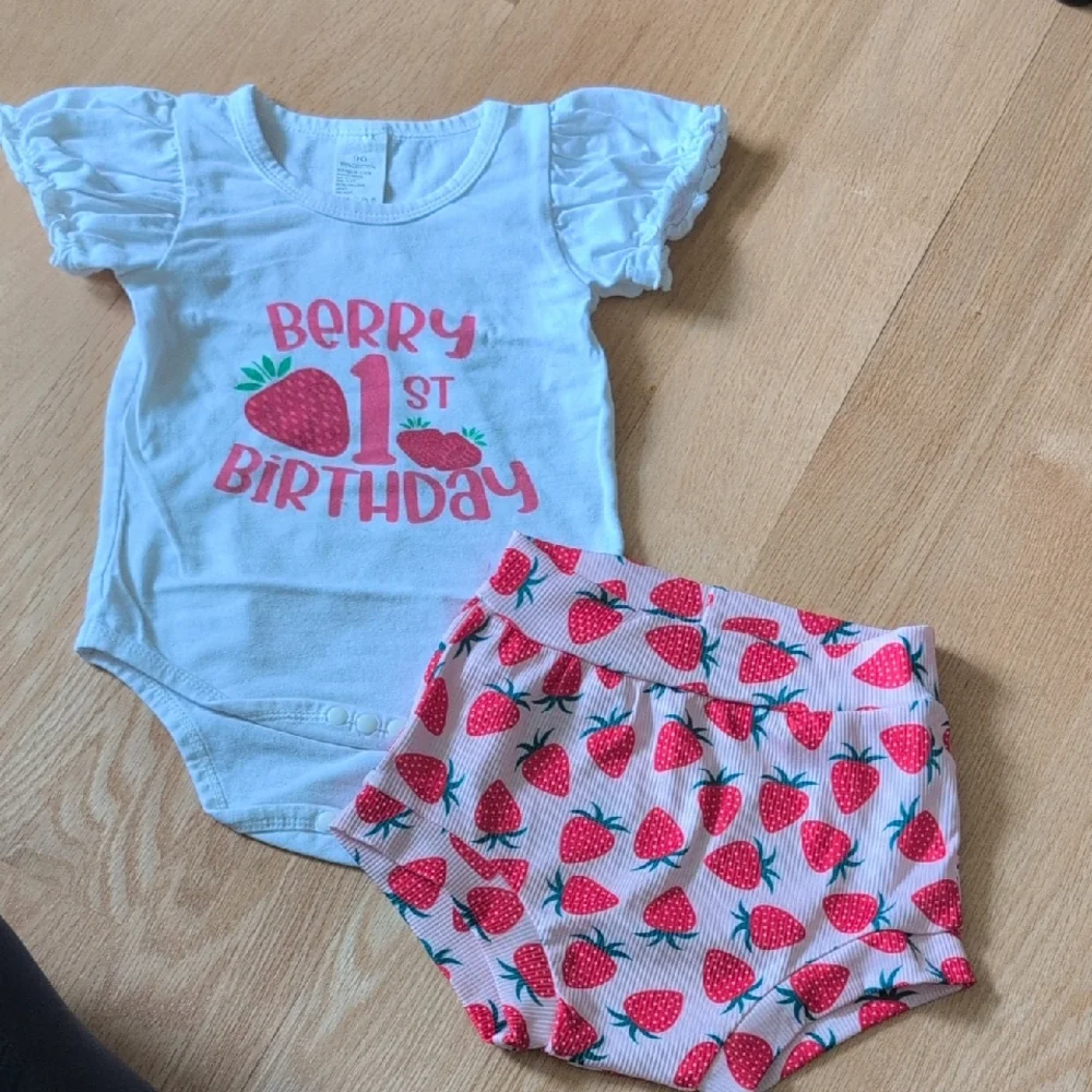 Strawberry Themed Birthday Outfit for Kids