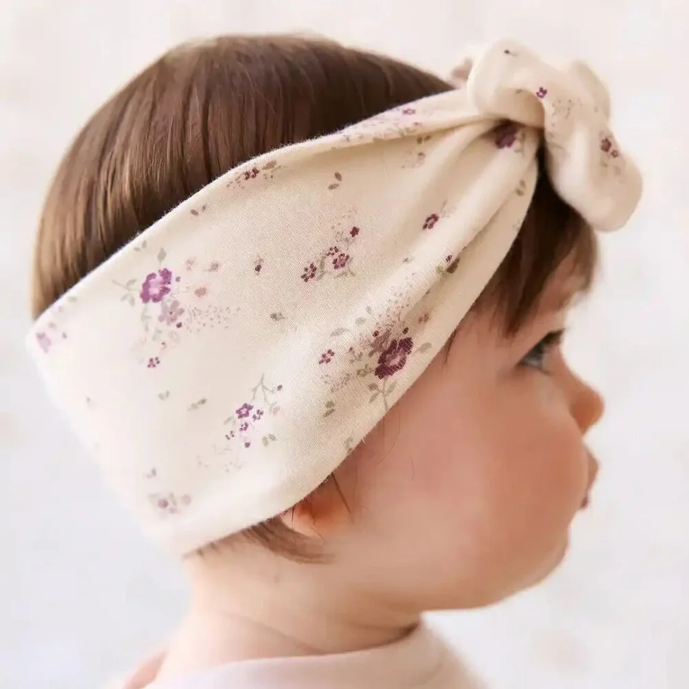 NWT Jamie Kay Organic Cotton Headband Sweet William Floral Natural