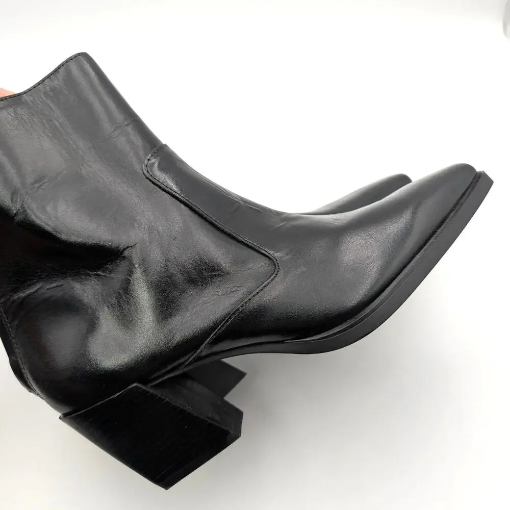 Vince Camuto Viltana Ankle Bootie Square Toe Women's Black Size US7.5M EU38