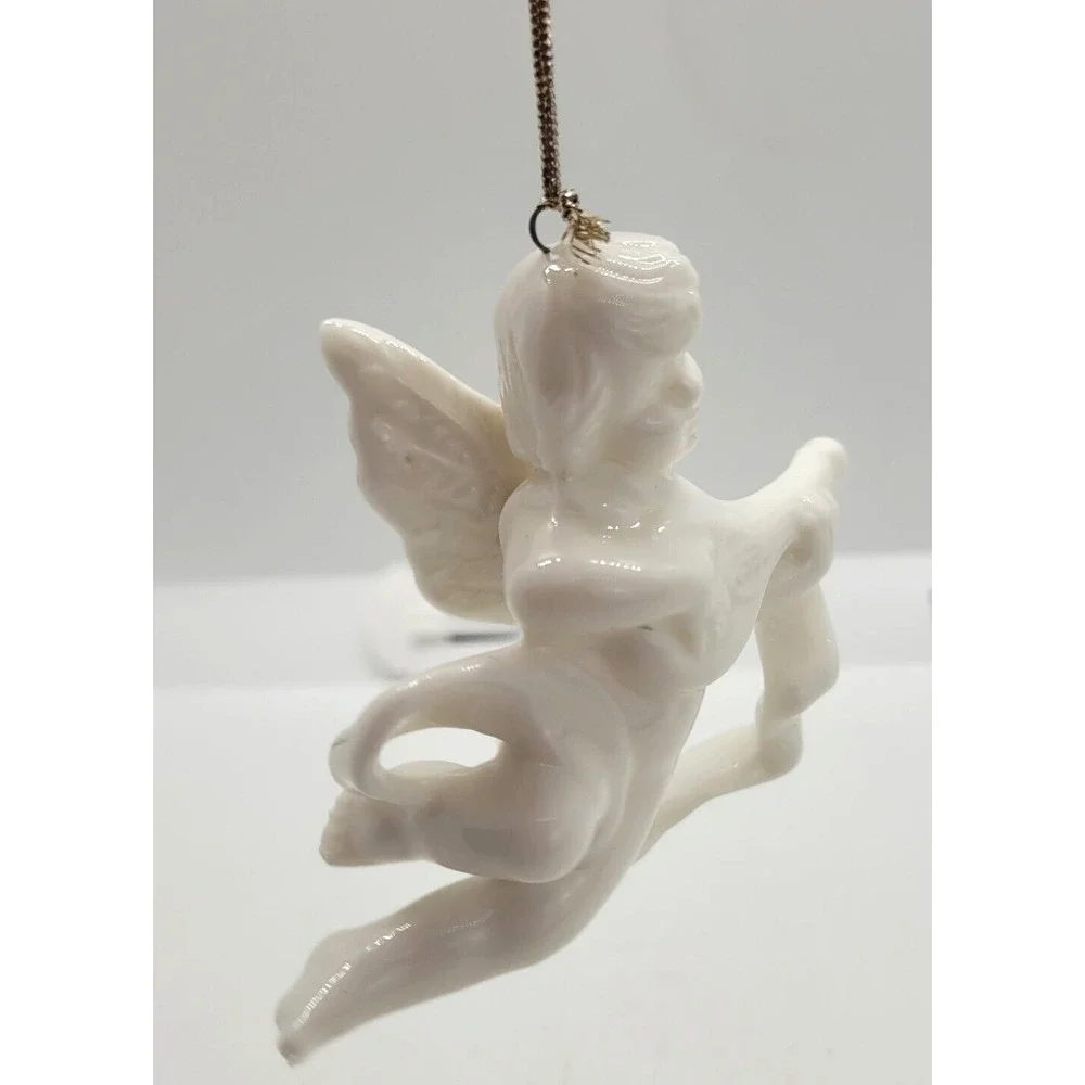 Vintage Christmas Ornament Cherub With Violin Ceramic