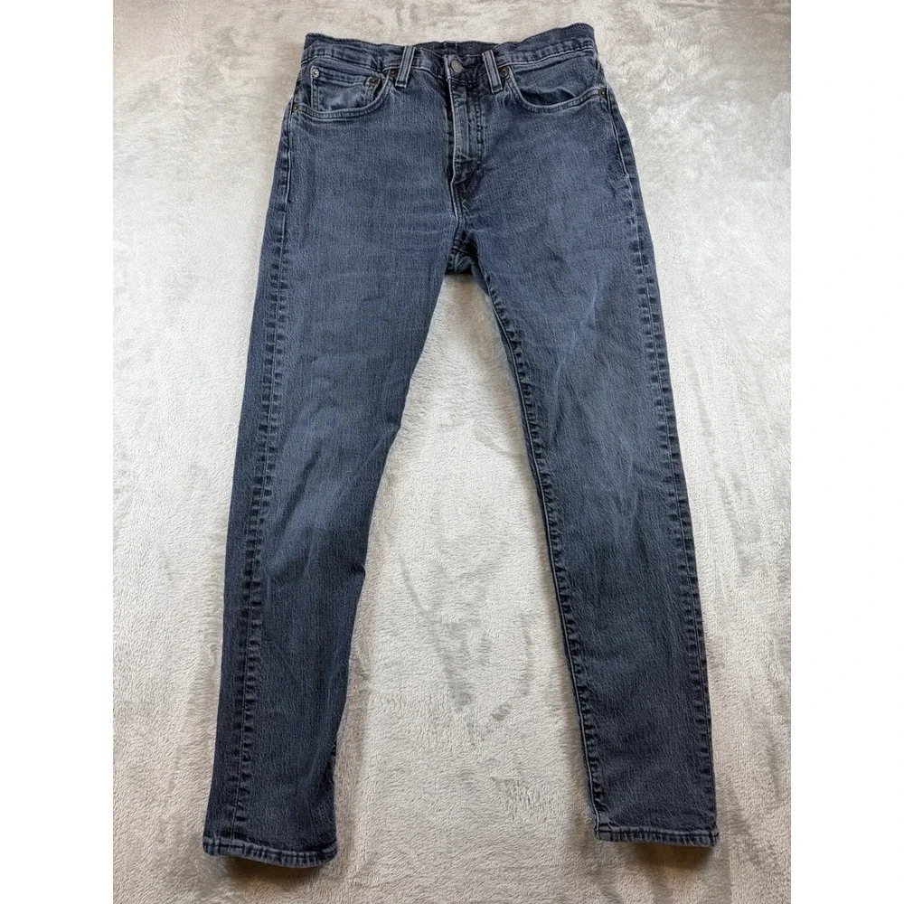 Levis Premium 513 Jeans Mens 31x30 Blue Slim Fit Straight Stretch Dark Wash BigE