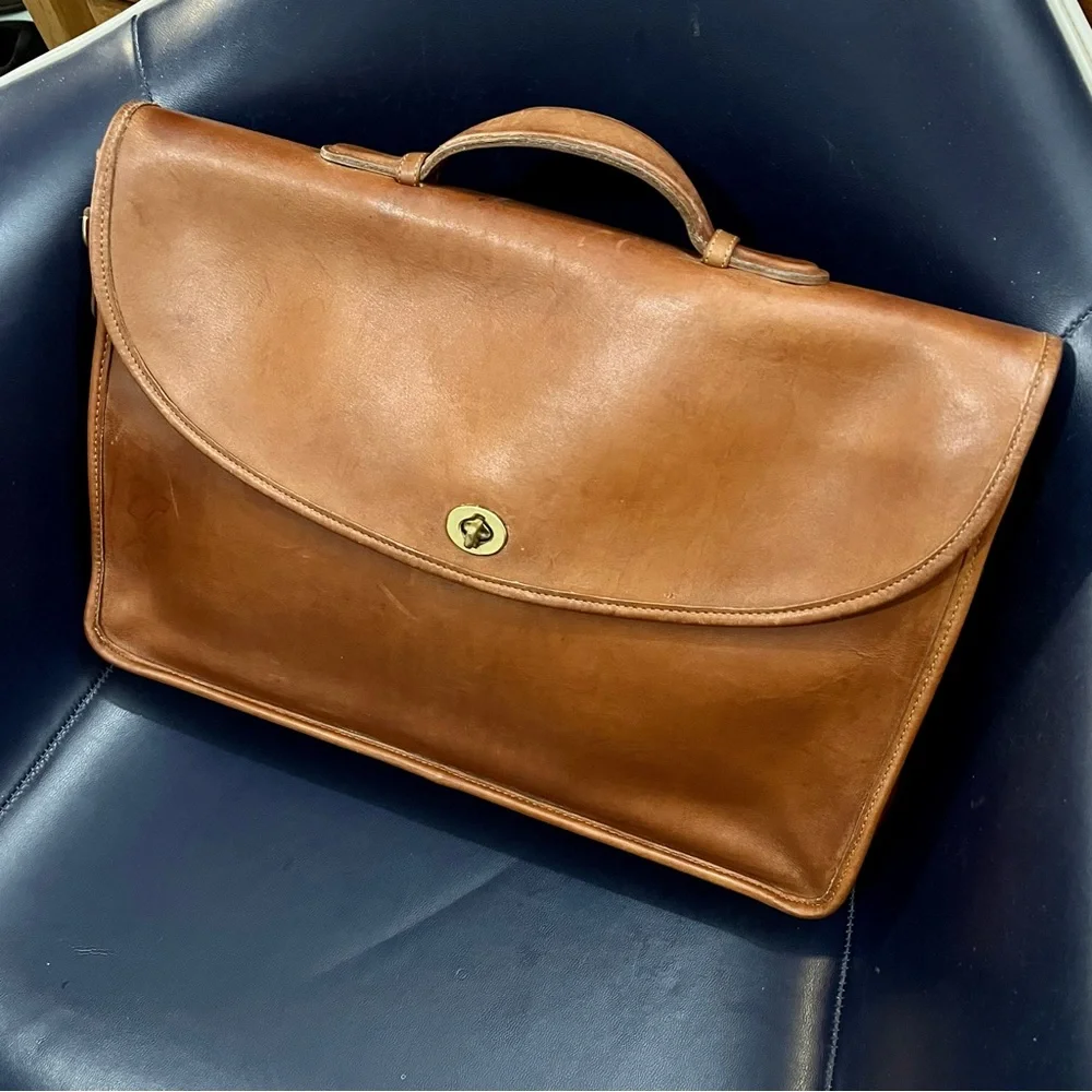 Vintage Coach USA Leather Flap Briefcase 1332-238 Brown Portfolio