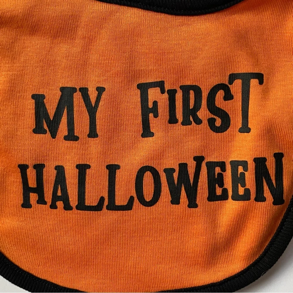 New 2 pack My First Halloween Baby Bibs Pumpkins Happy Halloween Orange NWT