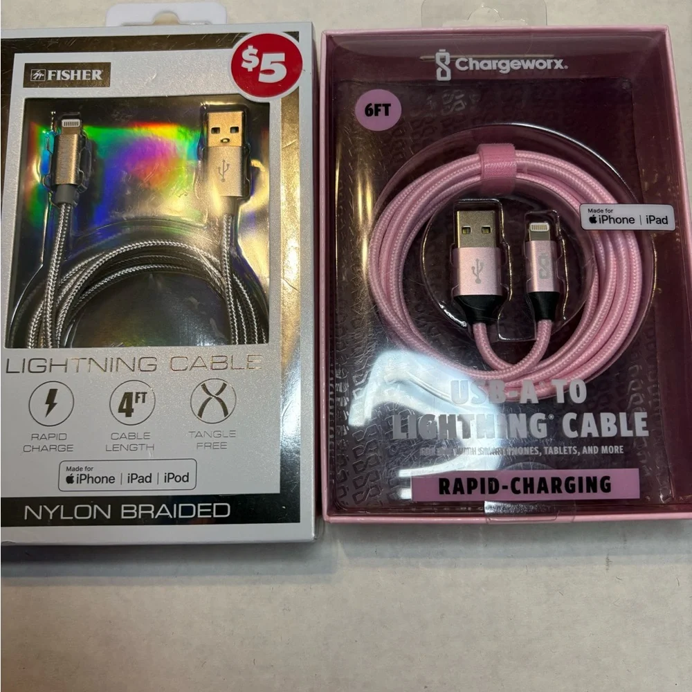 Pink & Silver USB-A to Lightning Cable