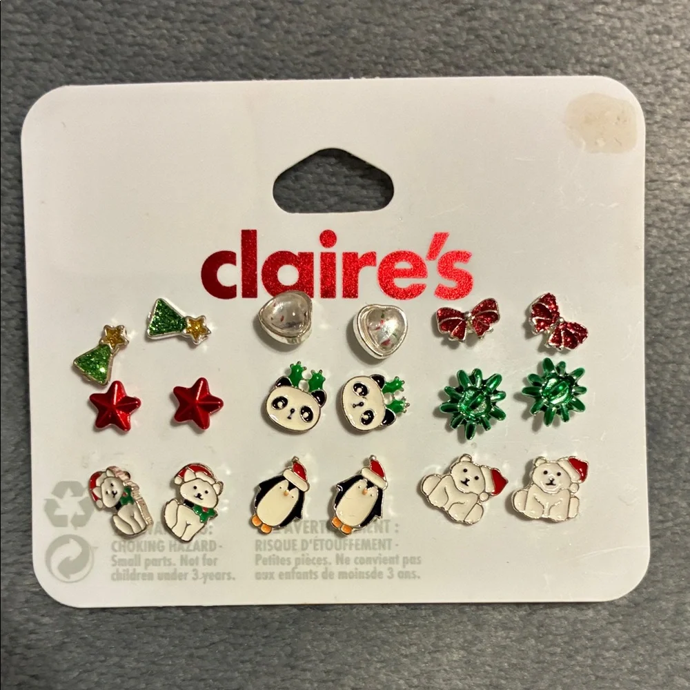 Claire's Holiday Earring Set - Red, Green, Silver