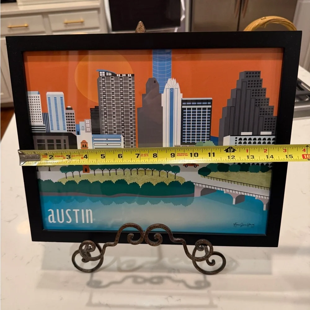 Austin Texas Horizontal Skyline Cityscape Framed Art Print by Karen Young