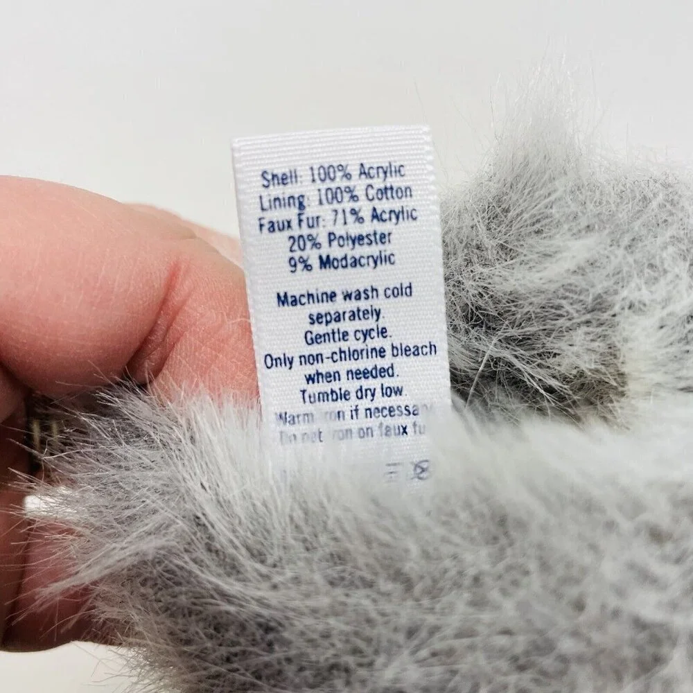 Janie and Jack Baby Girls Size 6-12 Months Faux Fur Trim Mittens in Ivory $24