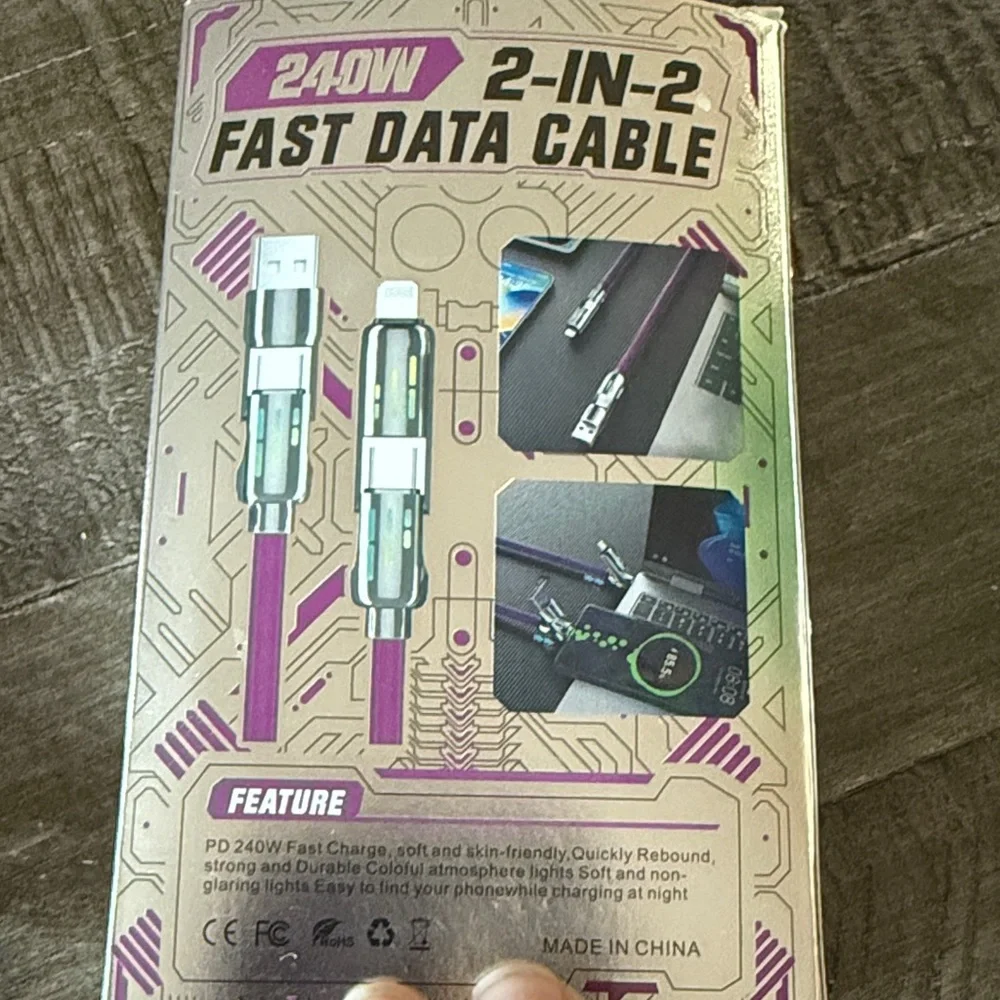2-in-2 Fast Data Fast Charging Cable - NWT