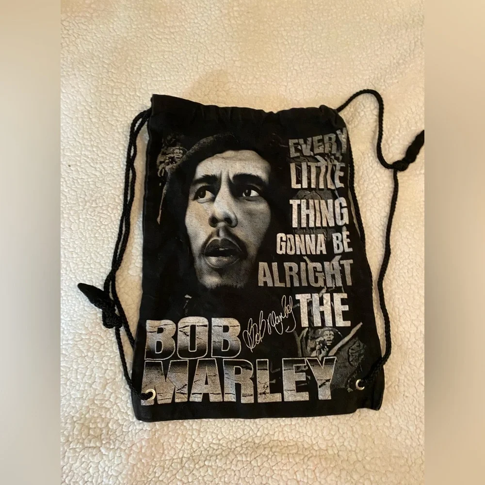 Bob Marley Black Drawstring Backpack