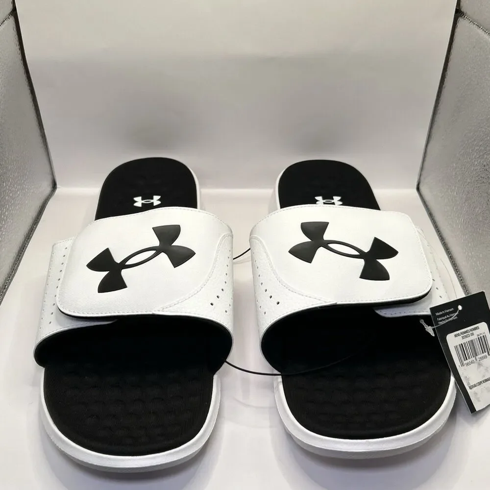 Under Armour Ignite Pro Slide Sandals Black White Men’s 17 UA Comfort NWT