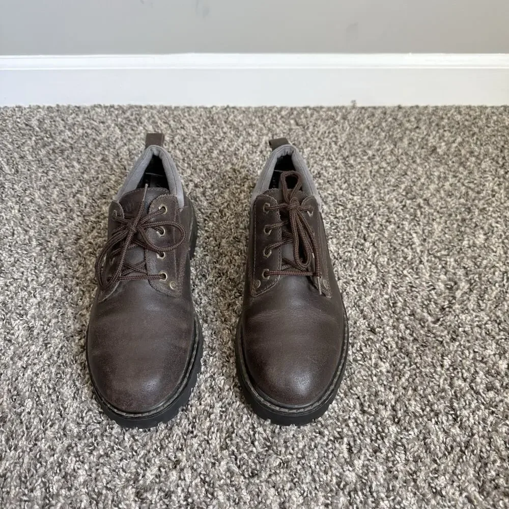 Skechers Chunky Platform Lug Sole Shoes Mens 9 Brown Leather Oxford Vintage Y2K