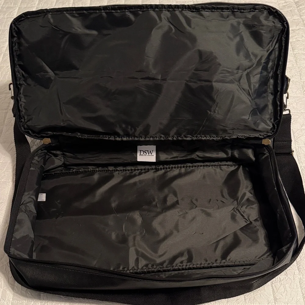 DSW Black and White Plaid Overnight Bag