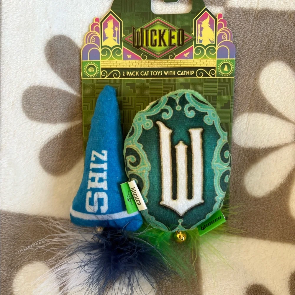Wicked Green and Blue Feathered Cat Toys
