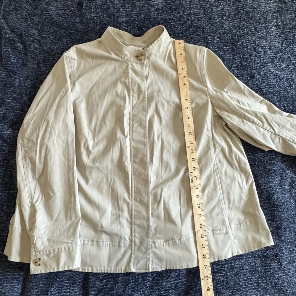 J. Jill Women's Plus 1X Beige Relaxed Utility Jacket Button Up Stretch Light EUC