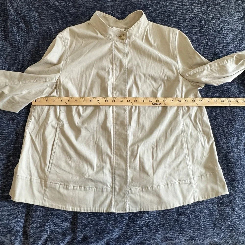J. Jill Women's Plus 1X Beige Relaxed Utility Jacket Button Up Stretch Light EUC