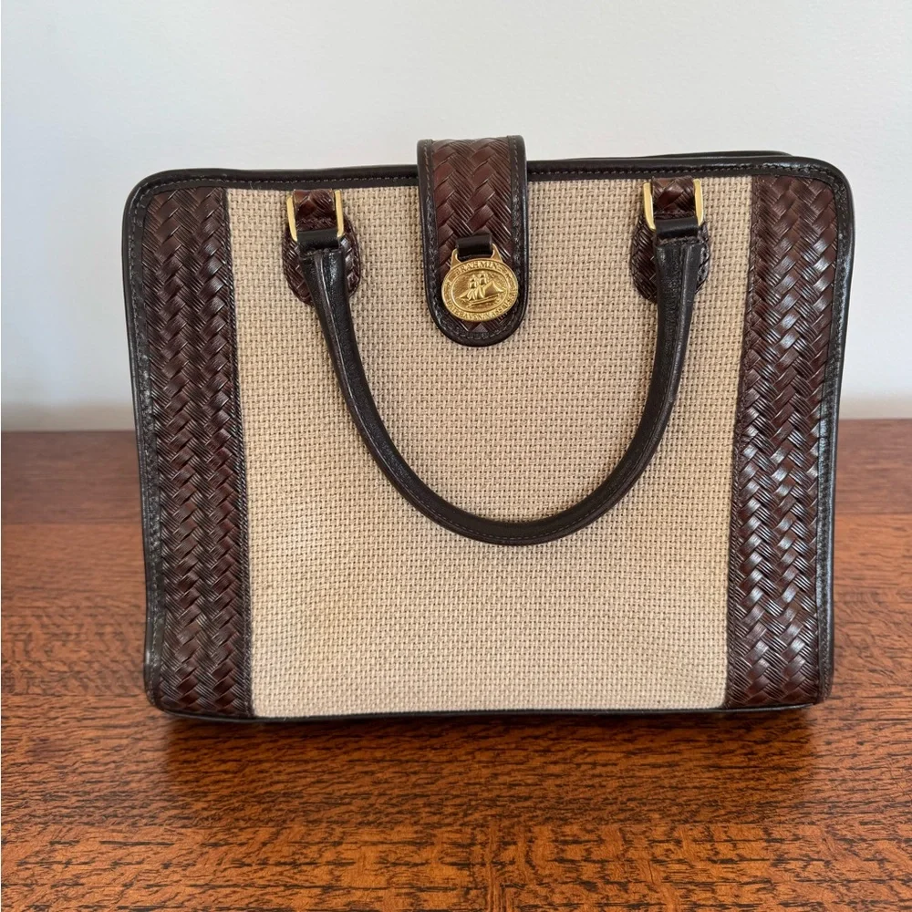 Brahmin Harbour Collection Doctor Bag Brown and Cream Vintage EUC