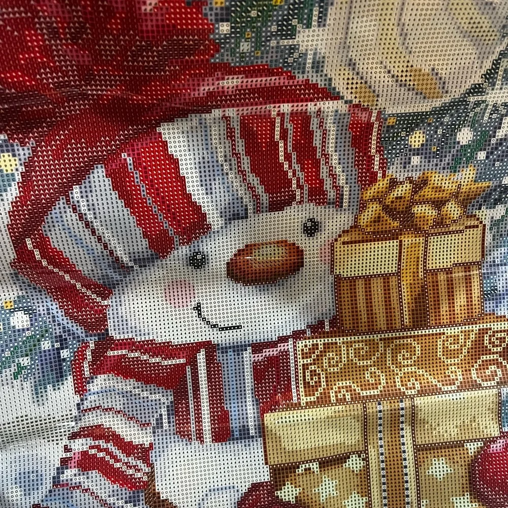 Festive Snowman diamond Art Tapestry with Red and Gold Accents