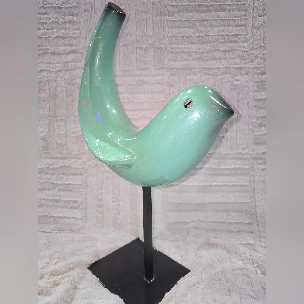 Elegant Teal Bird Sculpture