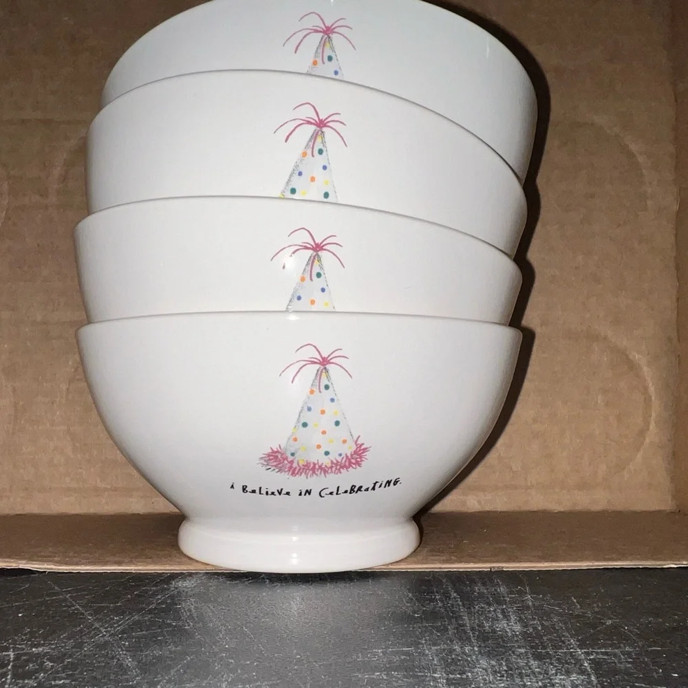 Rae Dunn White and Pink Party Bowls