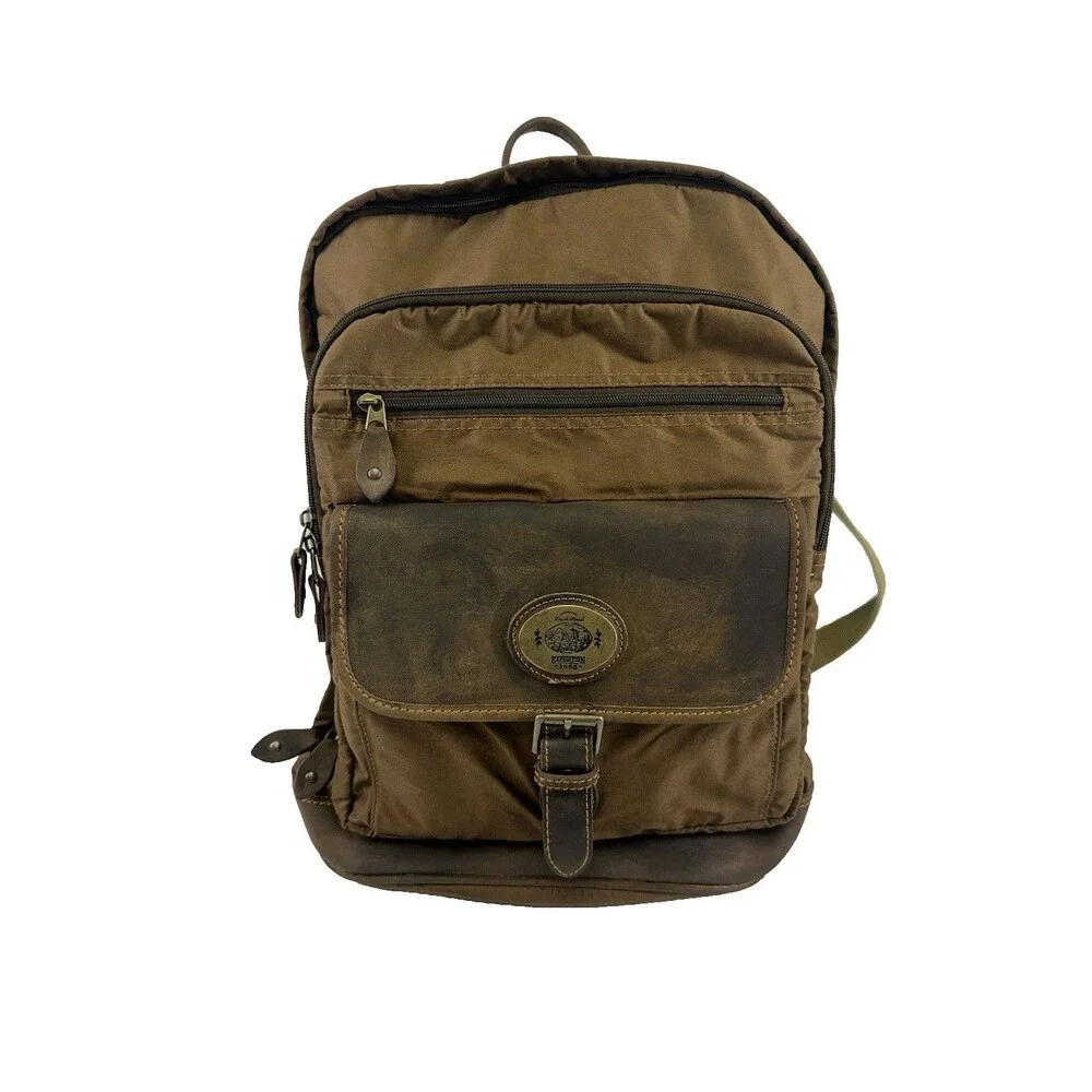 Duck Head Expedition Backpack Cotton Quality Leather Brown Large Zip Flap Clasp