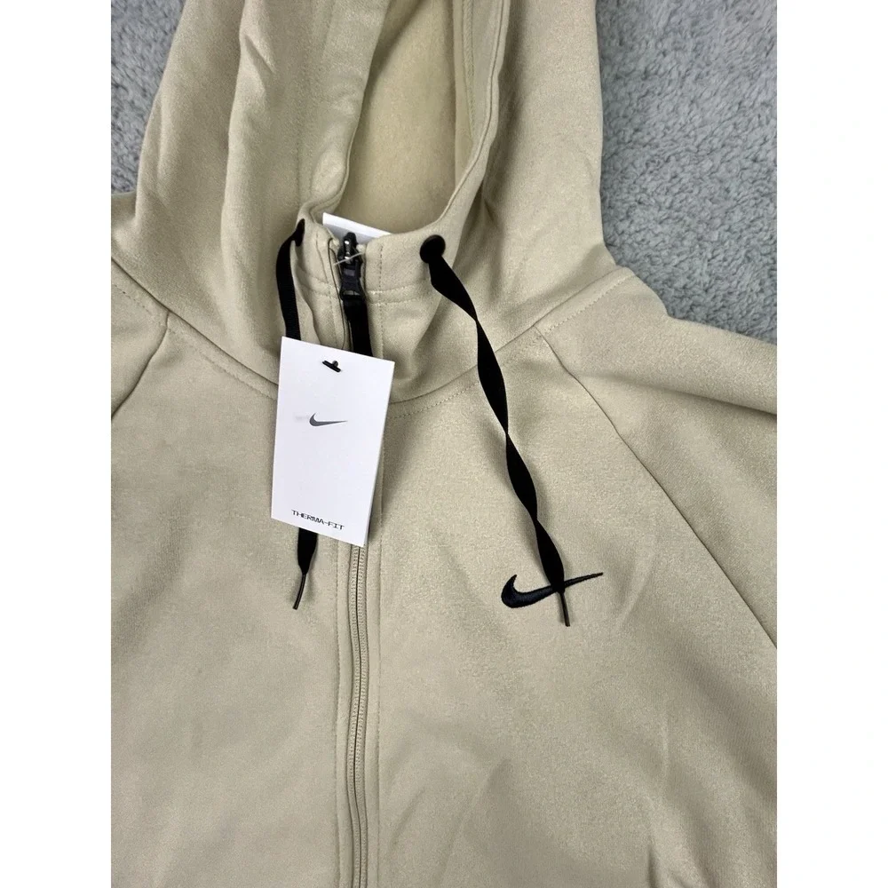 Nike Therma-FIT Full Zip Training Hoodie Mens Size Large Beige DQ4830-251