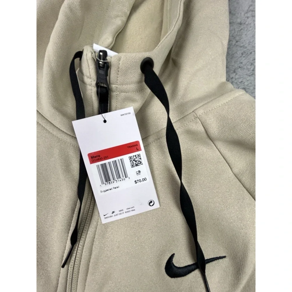 Nike Therma-FIT Full Zip Training Hoodie Mens Size Large Beige DQ4830-251