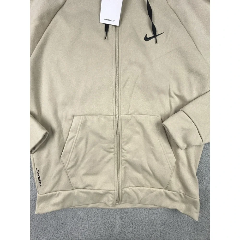 Nike Therma-FIT Full Zip Training Hoodie Mens Size Large Beige DQ4830-251