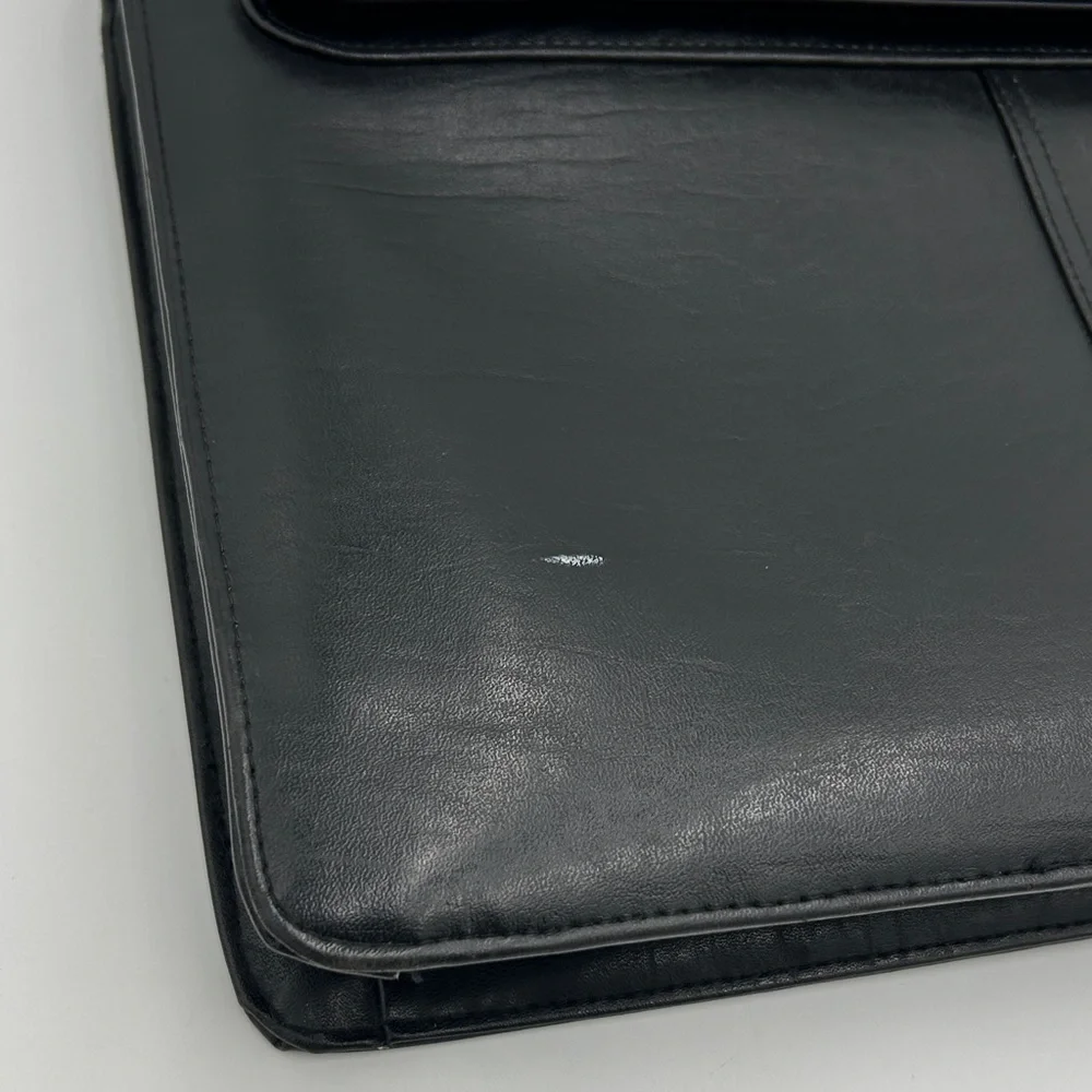 Men's Black Leather Briefcase Softshell Multi Compartment Zipper Professional