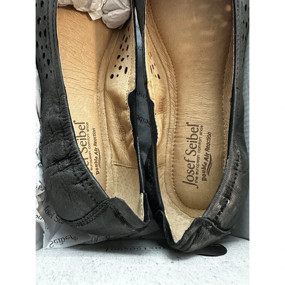 Josef Seibel Women's Pippa 29 Black Nesty Oil Burnish Leather Ballet Flat Sz 38