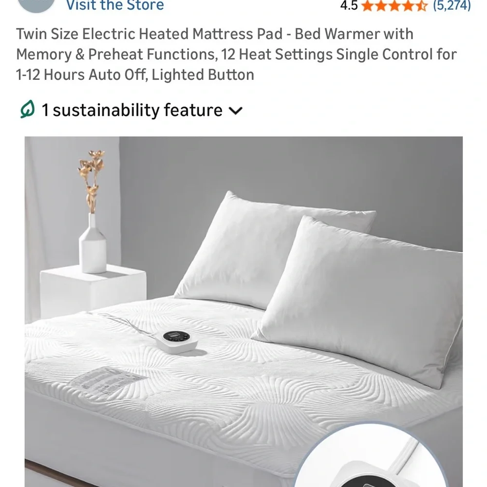 Twin Premium Heated Mattress Pad - White