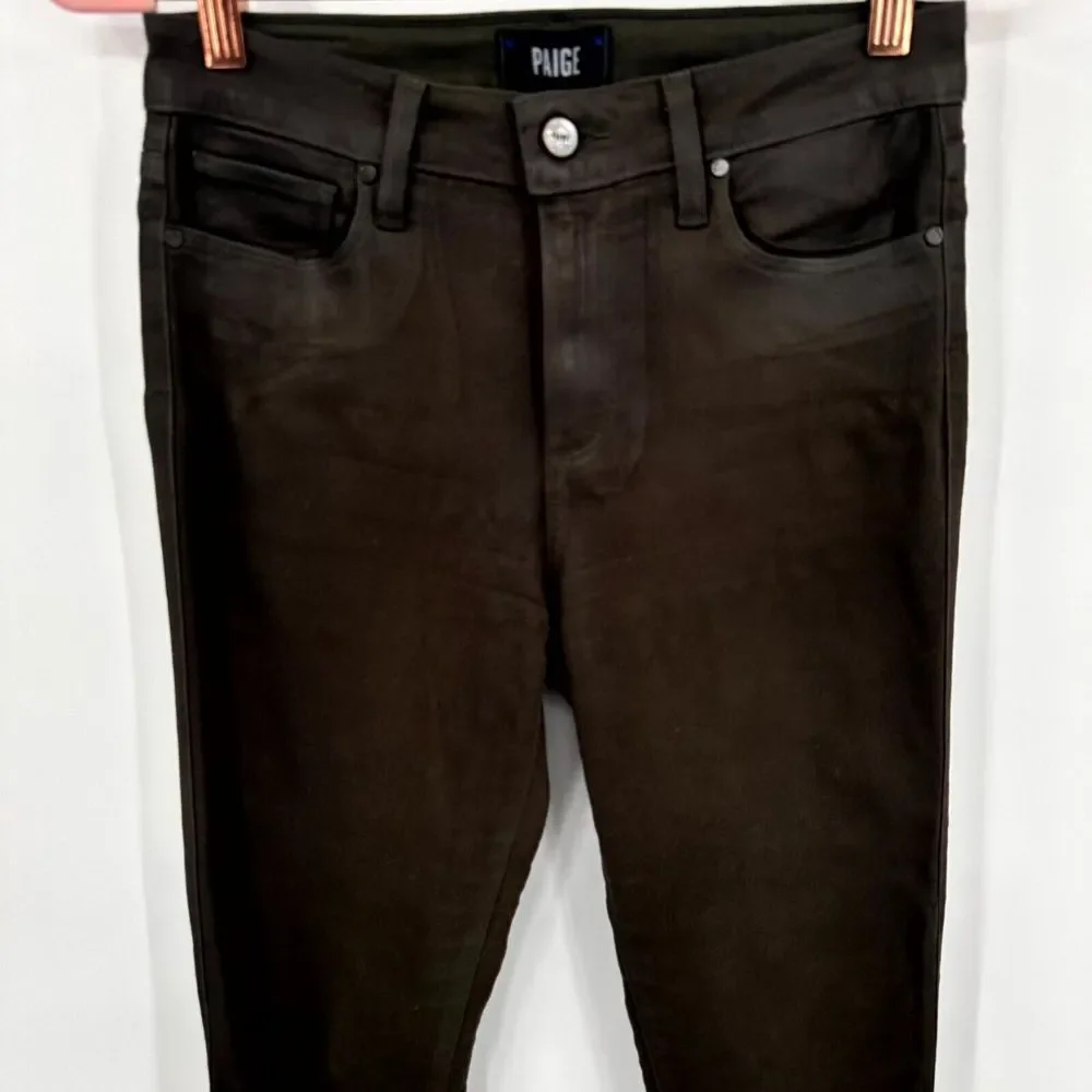 Paige Hoxton Ankle Womens 26 Green Luxe Coating Denim Stretch Comfort Skinny Leg