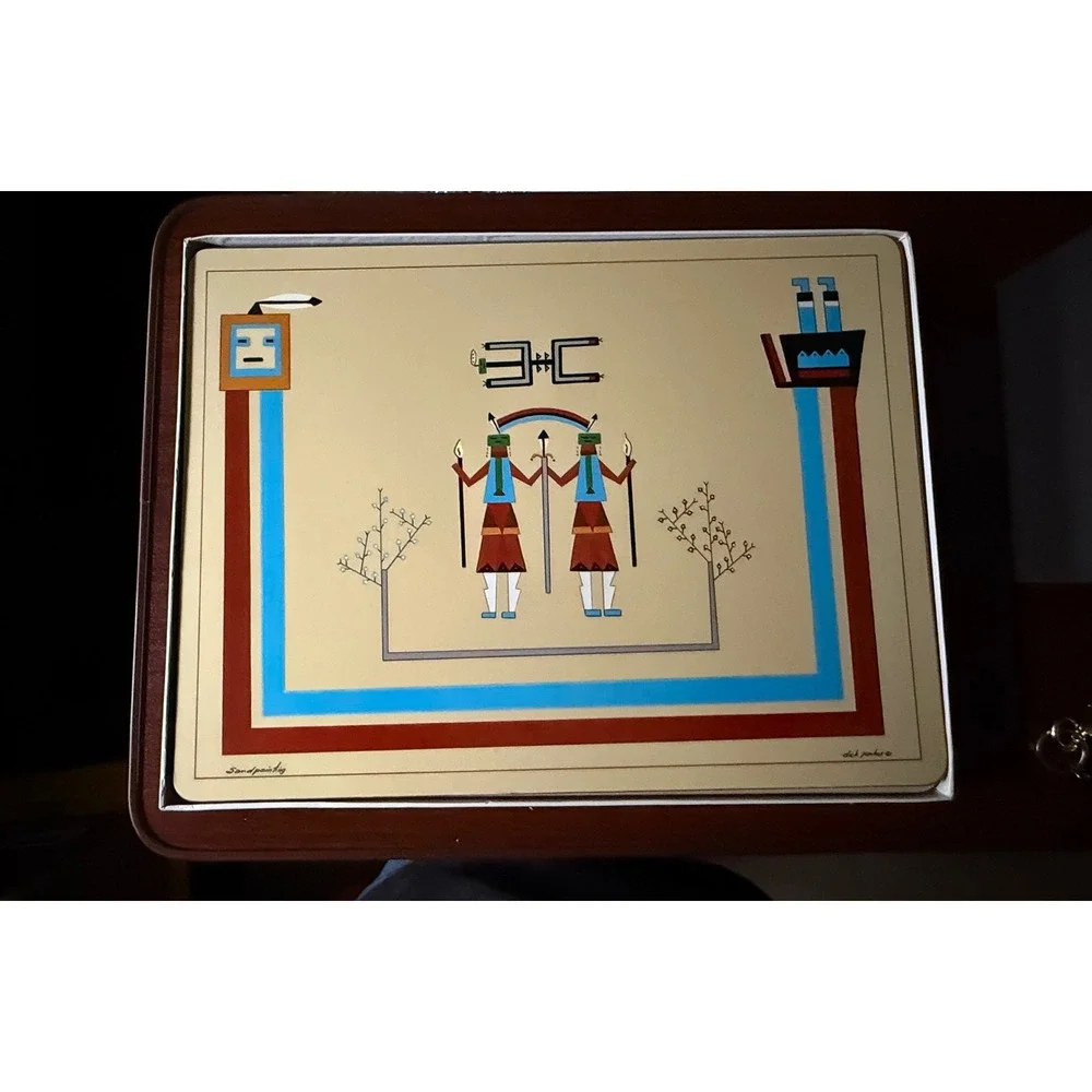 Pimpernel Sandpainting Place Mats Navajo Del Pavate Set of 4 Cork Back England