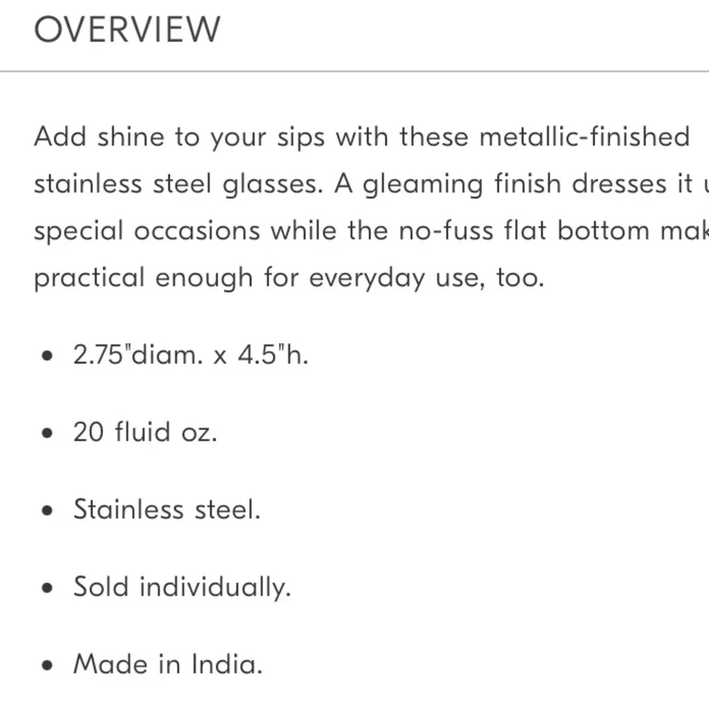 West Elm Gold Stainless Steel Wine Glass Cup