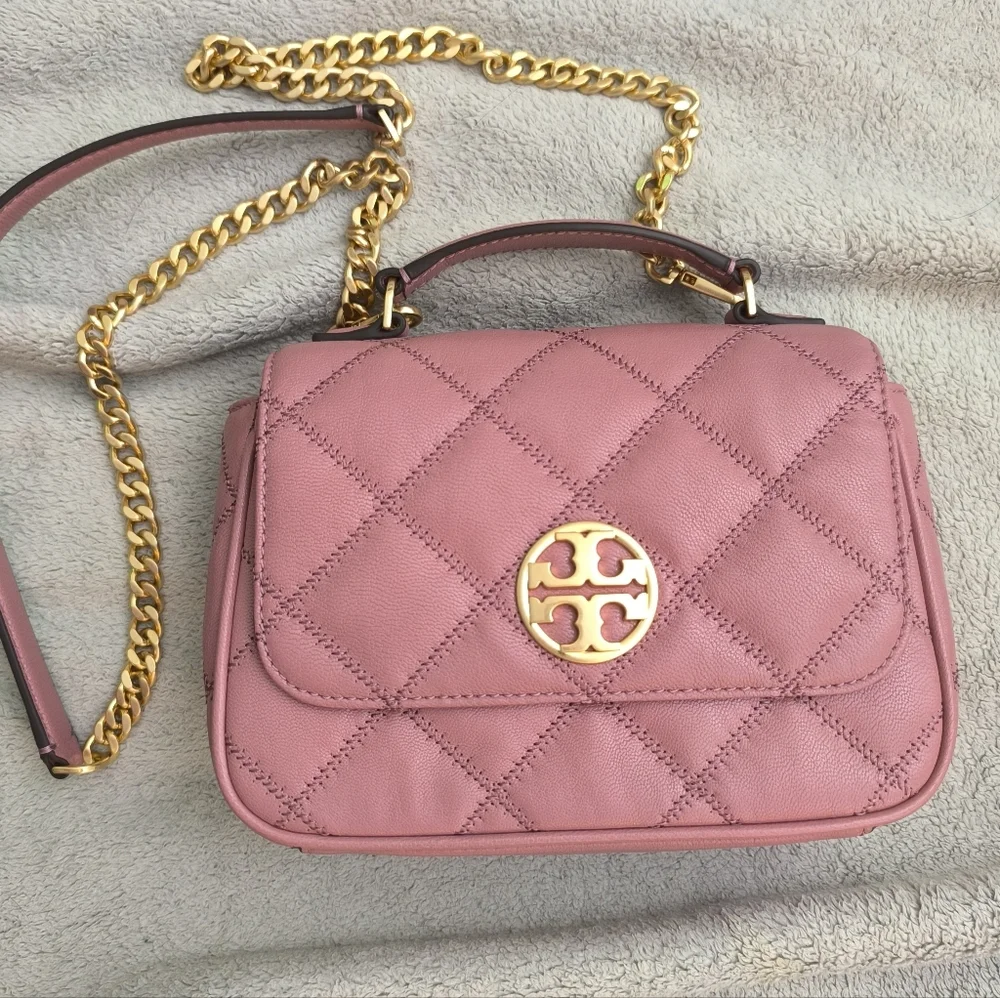 Tory Burch Willa Mini Top Handle Bag Magnolia Quilted Leather