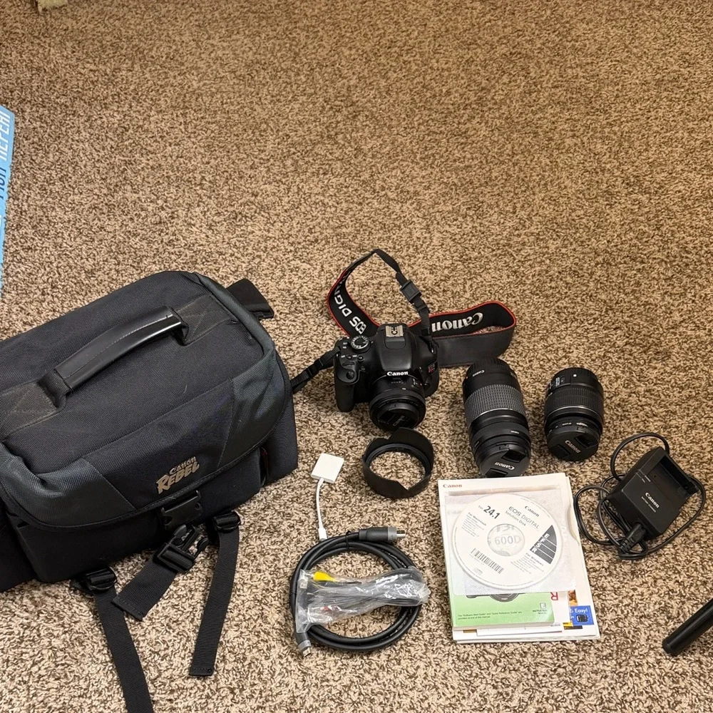Canon Rebel T3i Camera with Lenses and Bag