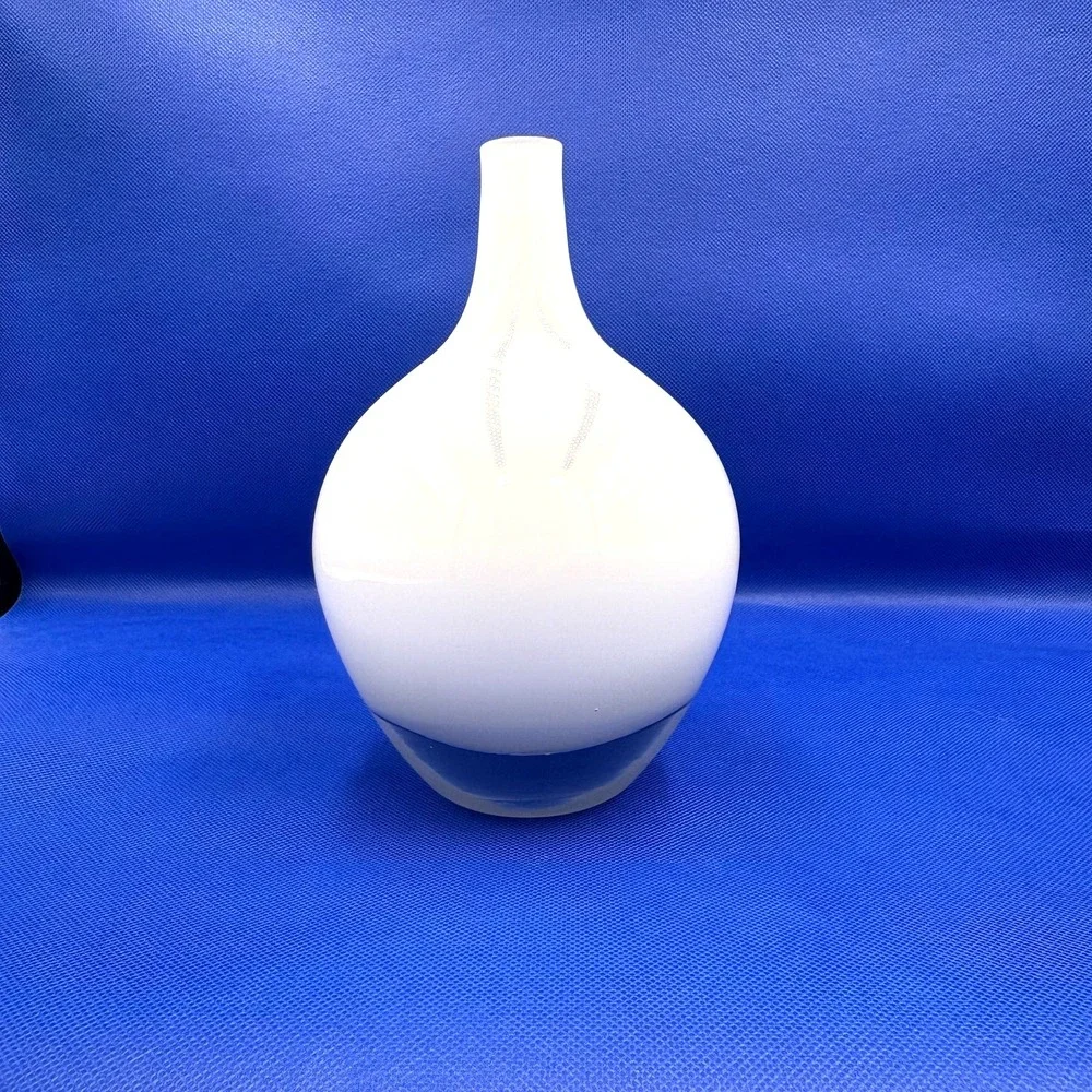 IKEA‎ Salong MCM Style Handmade Opaque White Cased Glass Vase, 8
