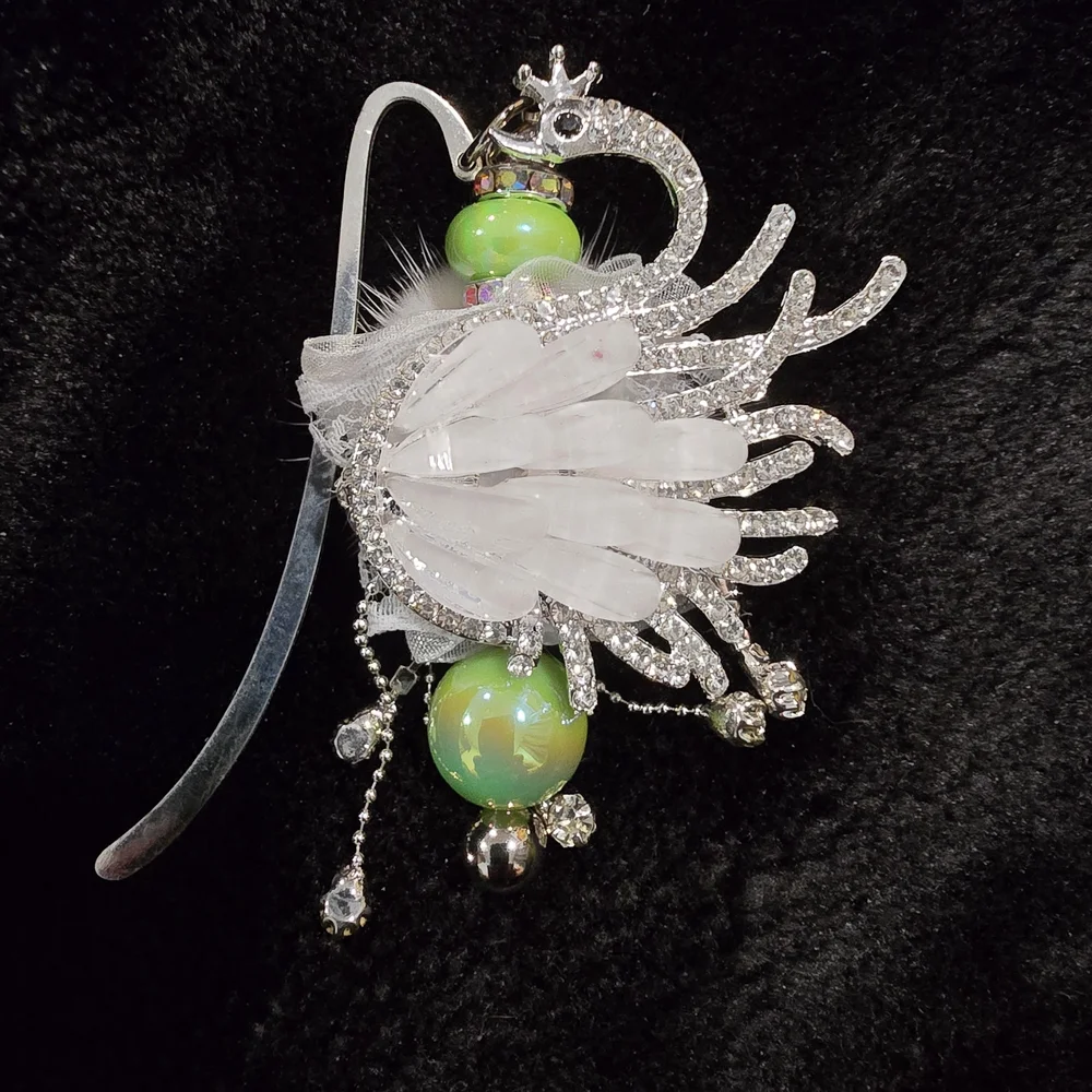 Crystal and Green Decorative Bookmark