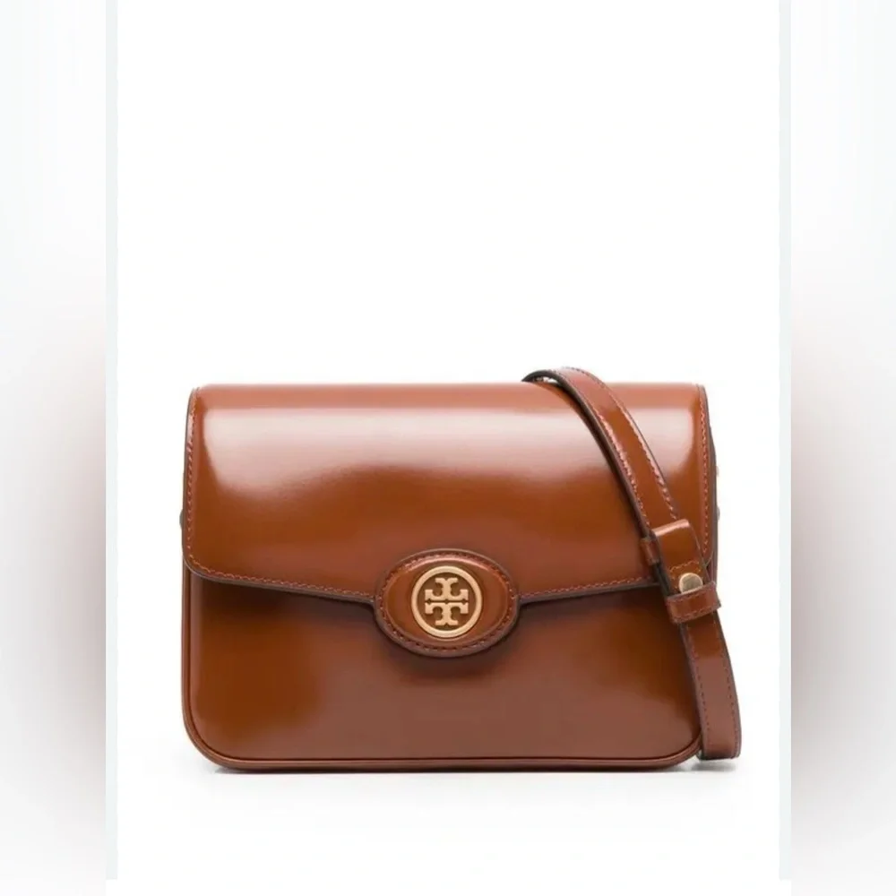 Tory Burch Cognac Leather Crossbody with Gold Logo