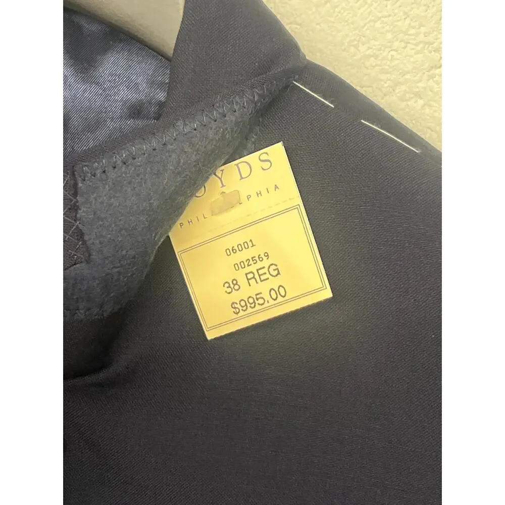 $995 New 2 PC Mens Suit Atelier munro sz38 us navy blue tuxedo satin lapel