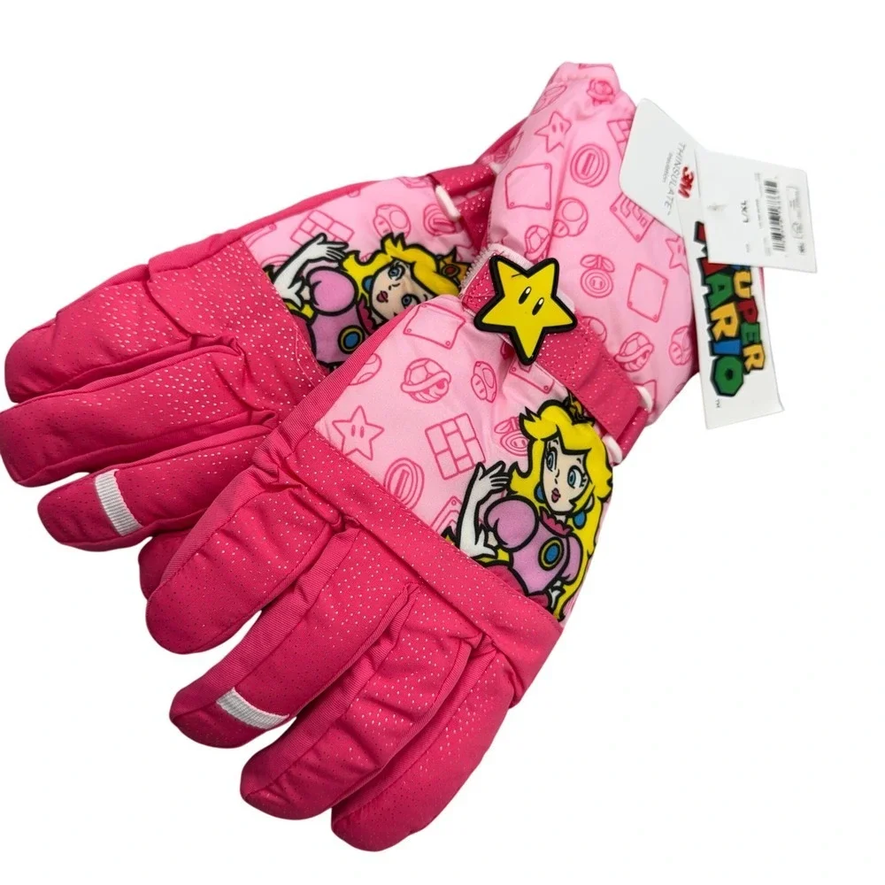Bioworld Princess Peach winter Gloves Pink L/XL Super Mario Kidcore new tags