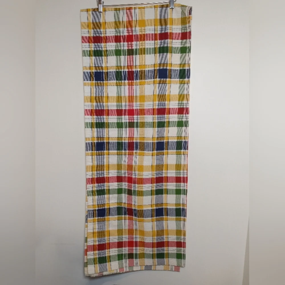 Vintage Croscill Seersucker Plaid Brights Window Valance Made In USA