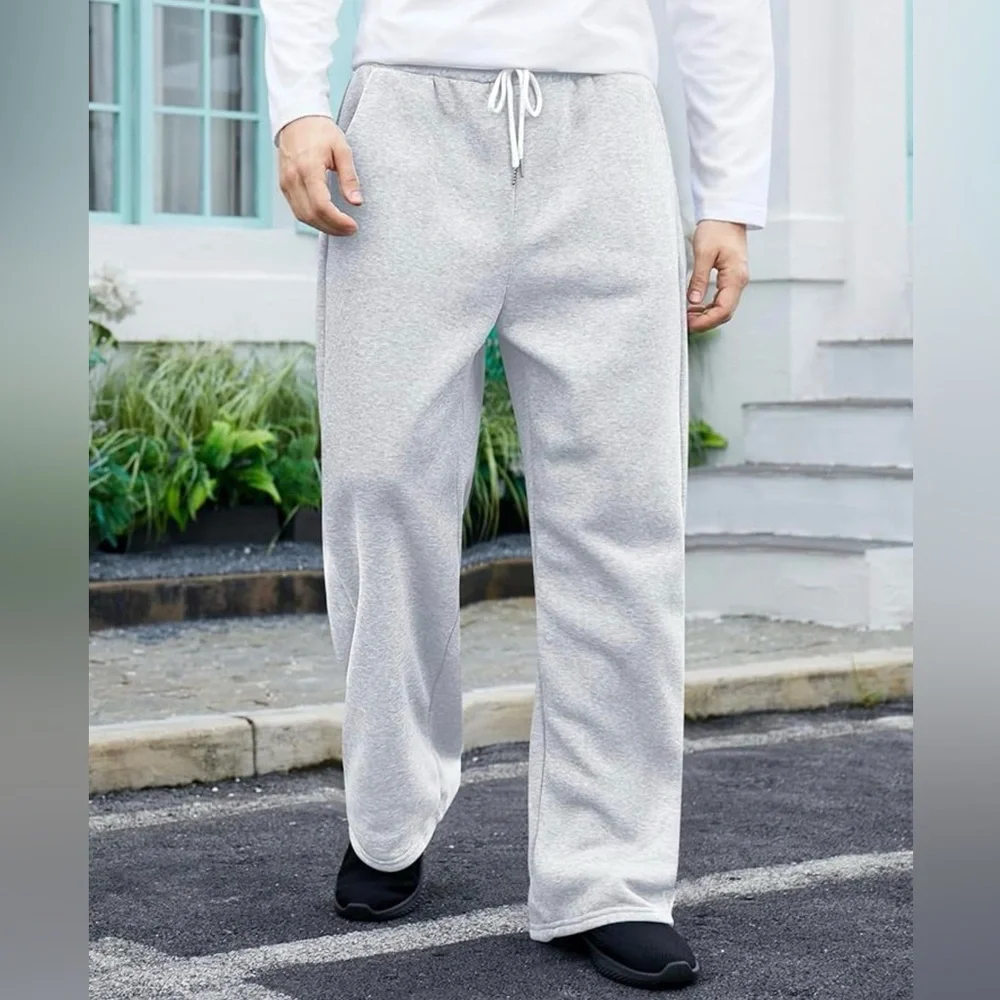 Men's Baggy Sweatpants Wide Leg Loose Workout Athletic Pants with Pockets <306>