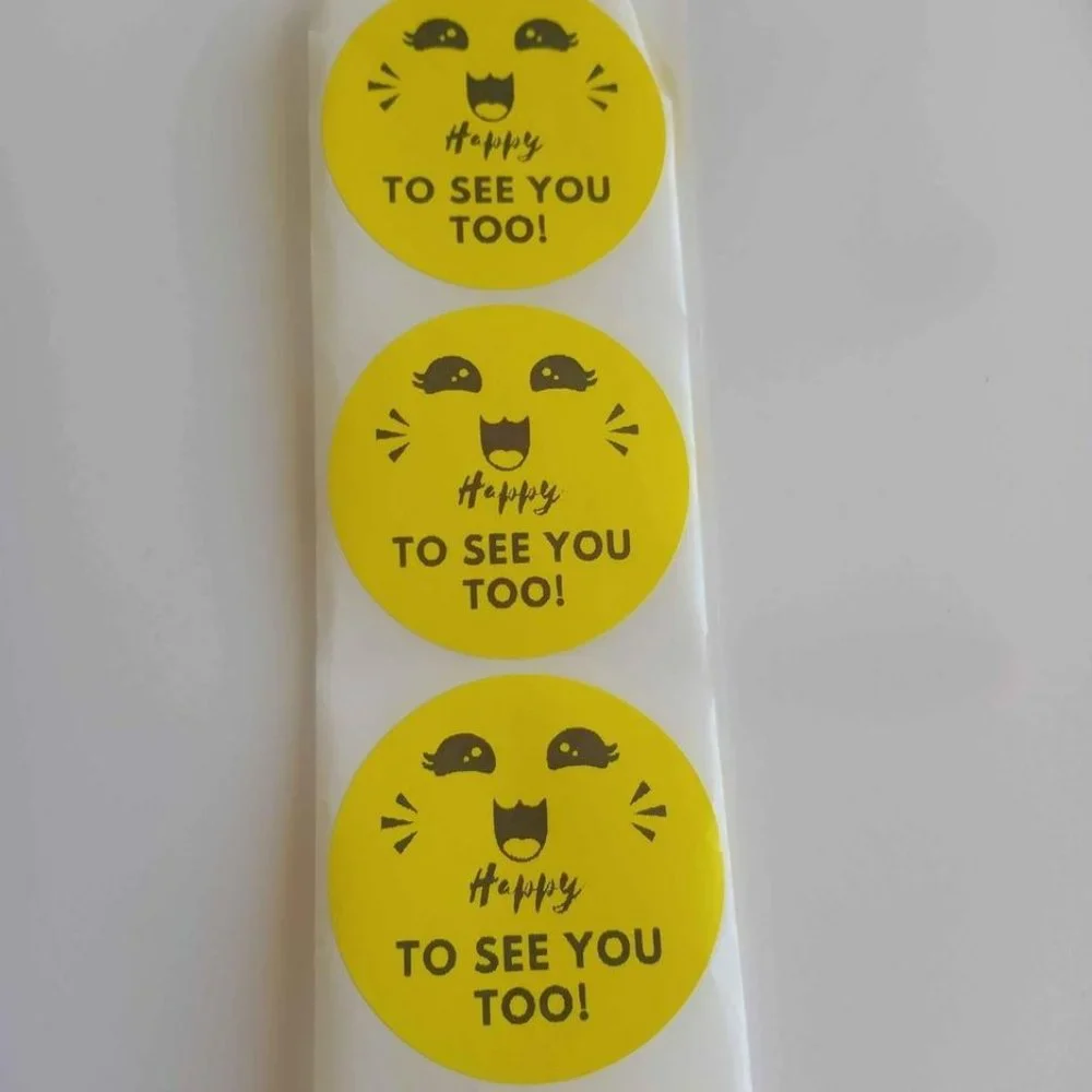 💙100 HappyTo See You- Round Shipping Labels Thermal Packaging Stickers 2