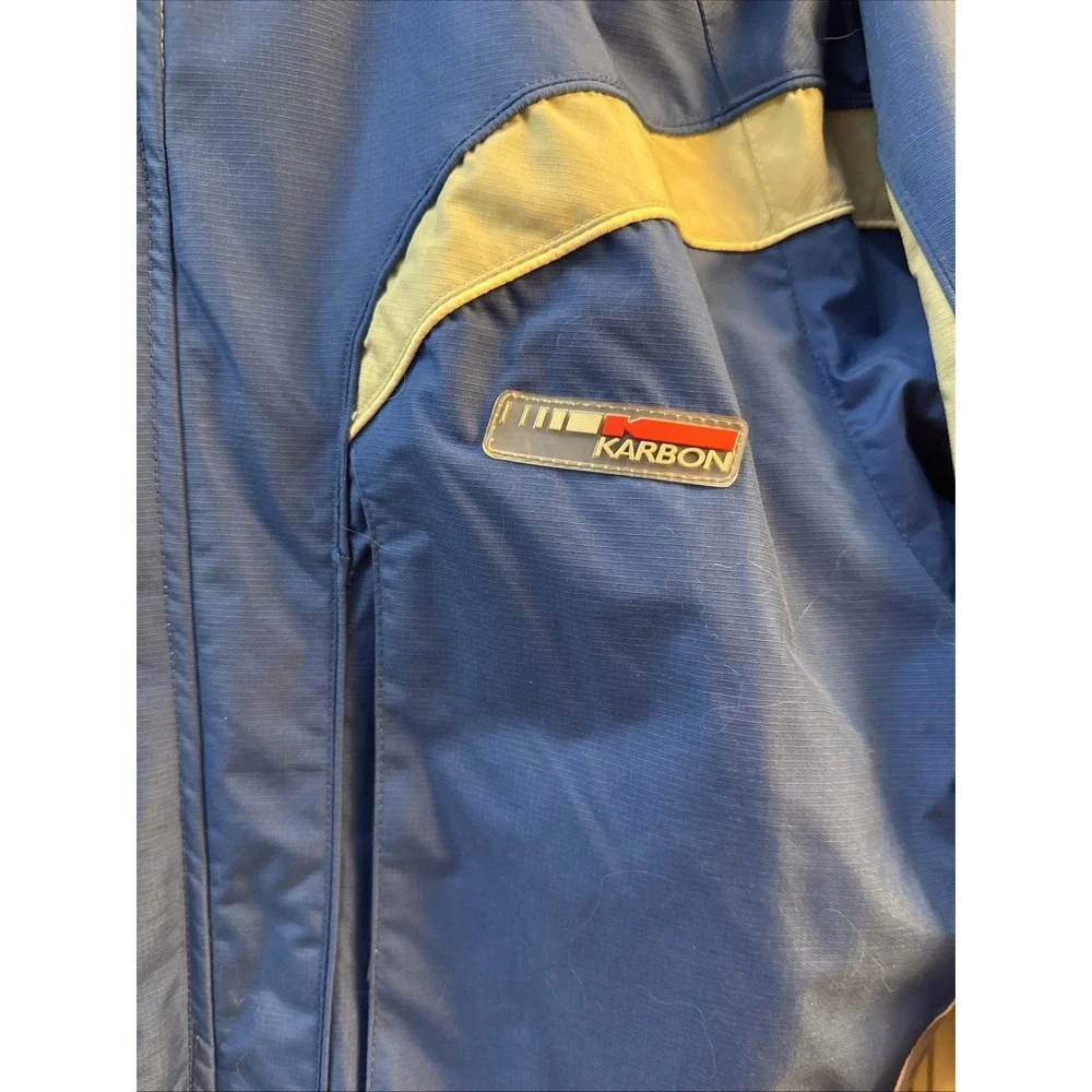Karbon Kids Ski Snowboarding Jacket Blue Gray Hooded Sz 16‎ Winter Detach Hood