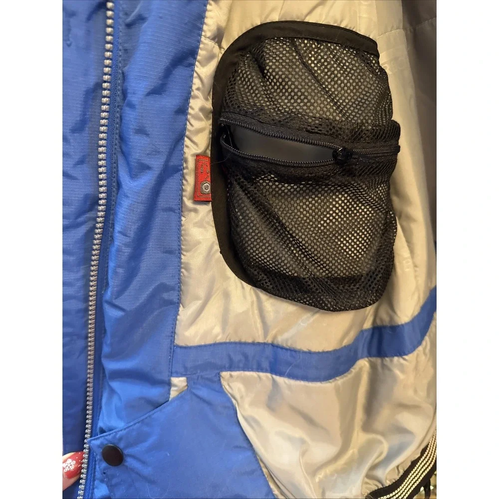 Karbon Kids Ski Snowboarding Jacket Blue Gray Hooded Sz 16‎ Winter Detach Hood