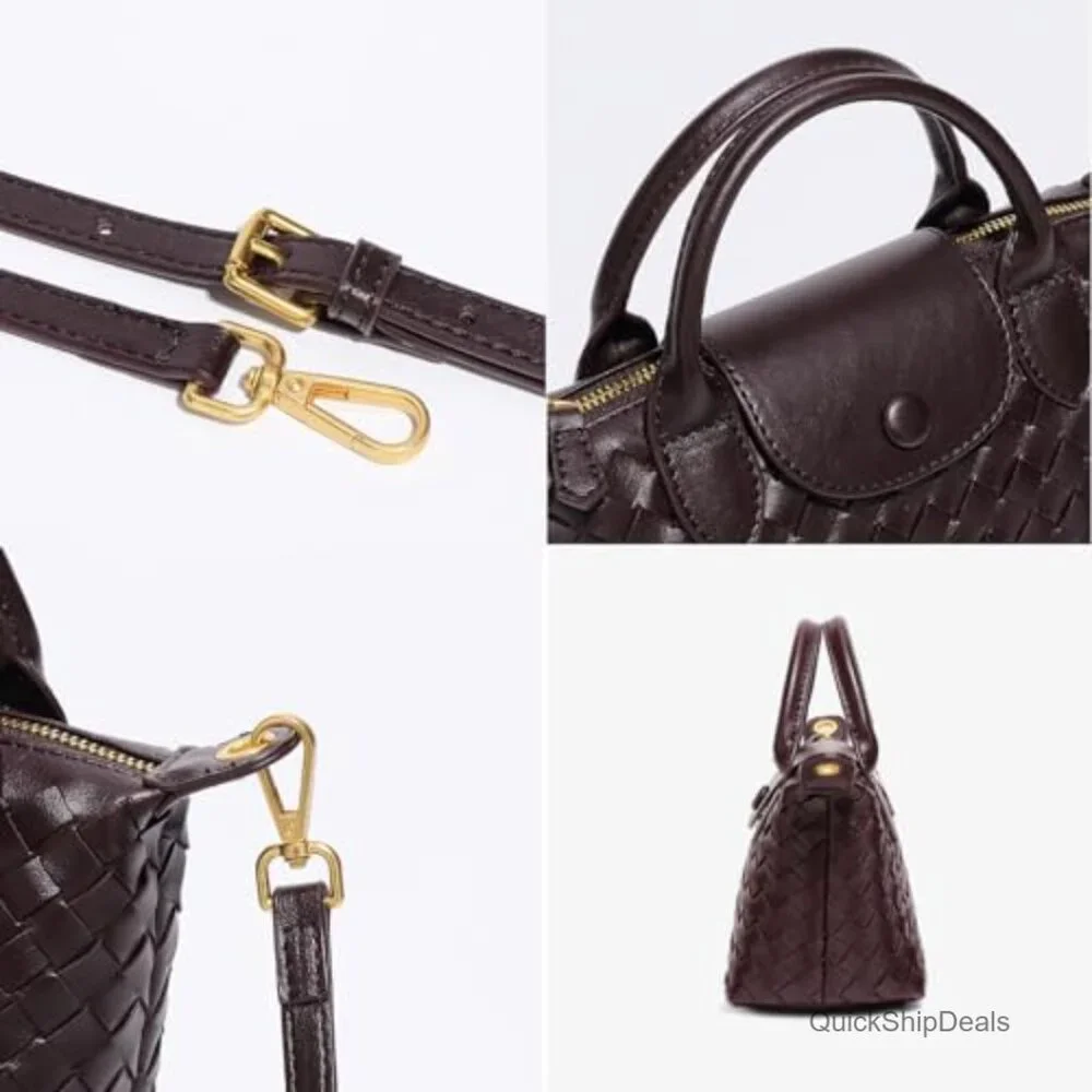 Faux Leather Braided Hobo Satchel with Adjustable Strap