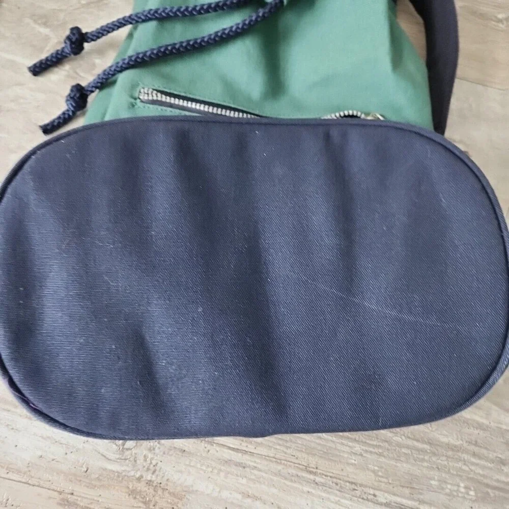 Vintage NAUTICA Green Blue Heavy Canvas Draw Pull String Sailor Seaman Sling Bag