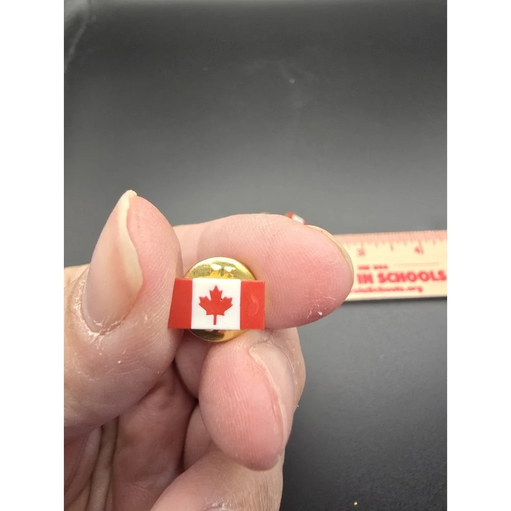 Lot Of 3 Canada Red White Flag Maple Leaf Pin back Lapel Pins