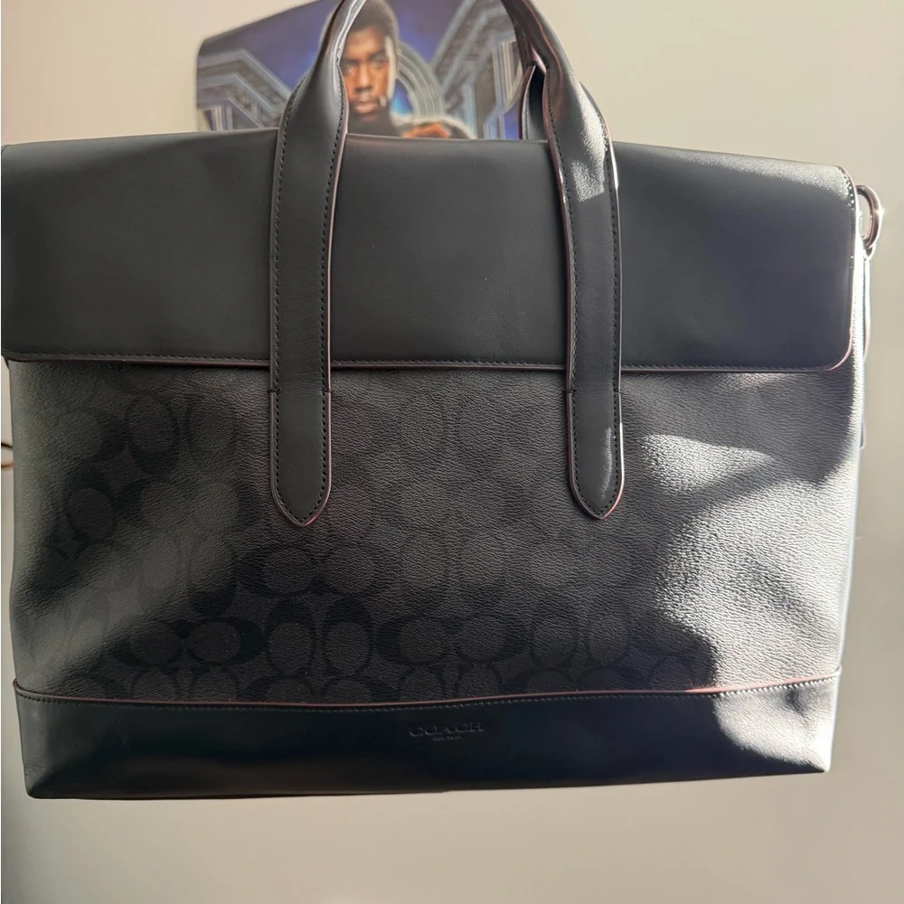 Coach Black Signature Canvas & Leather Brief Bag