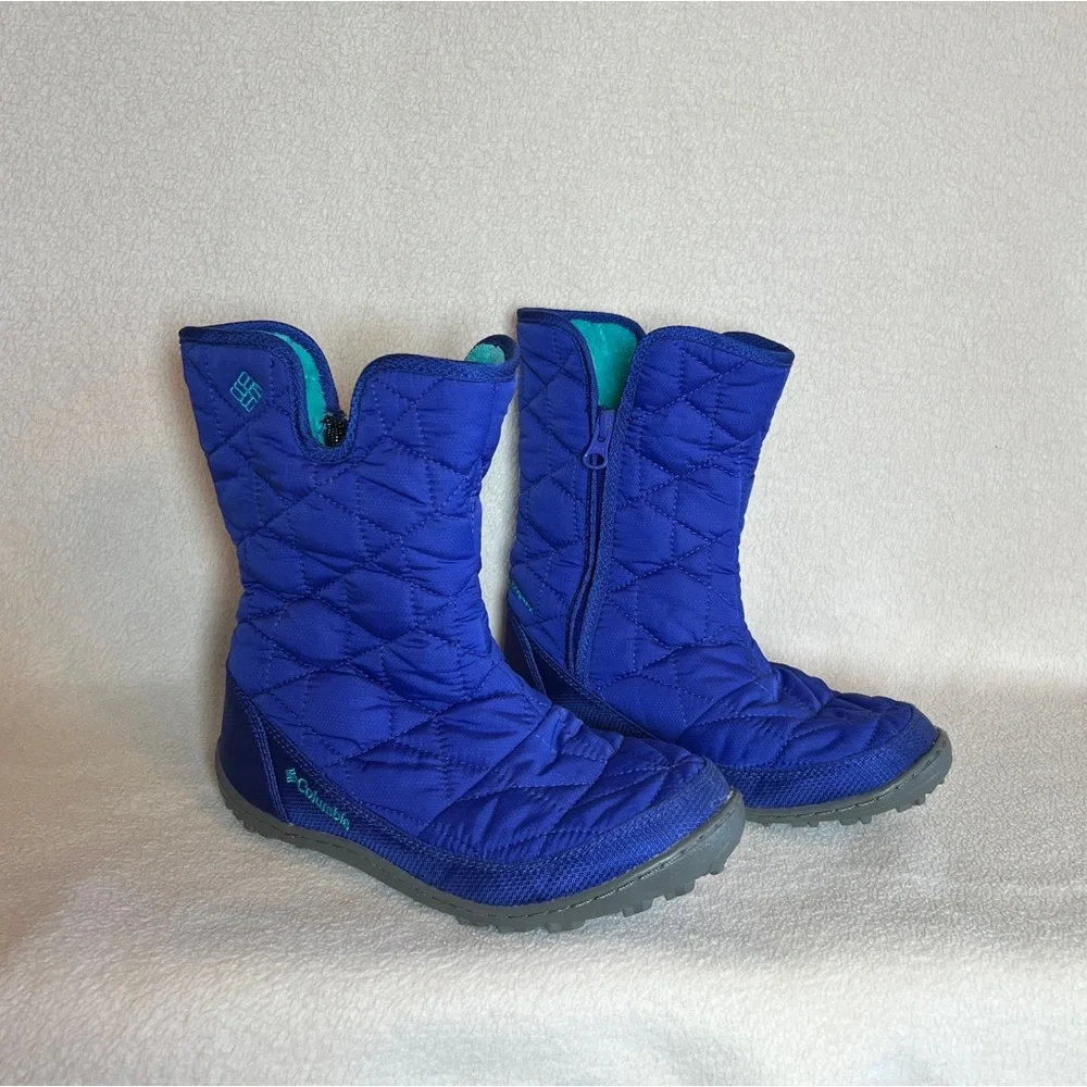 Columbia Blue Quilted Winter Boots kids Girls Size 3 Minx Slip Iii